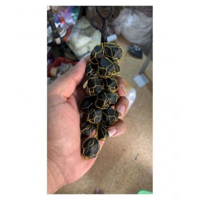 Pooja Gems Black Tourmaline natural agate stone hanging