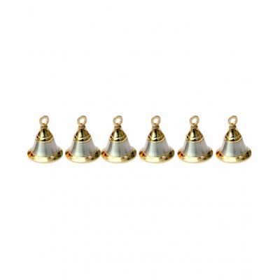 Pooja Mandir Bell 2. Inch Pooja Decorative Bell (Gold Silver, Pack of 6)