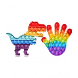 Pop It Fidget Dinosaur & hand popit combo pack of 2 popit Toys | Dinosaur Shape Rainbow | Pack Of 1 | Pop Its Toy Set | Popits Stress Relief Rainbow | Poppit Silicone Gadgets | Push Pop Bubble Fidget Gift For Kids | Colour - Multi  (Multicolor)