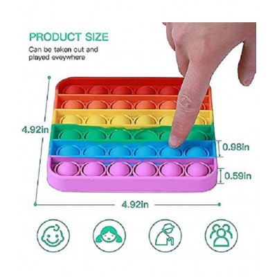 Pop It Fidget Square Rainbow Pop It for Kids Push Pop Fidget Toy Pop Toy for Kids Popitst for Girls & Boys Stress Relief Gadgets Pop It Square