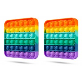 Pop It Fidget Toys - Square Set of 2,Push Pop Bubble Fidget Sensory Toy,Autism Special Needs Silicone Stress Relief Toy,Great Fidget Toy Sensory Toys Novelty Gifts for Girls Boys Kids Adults