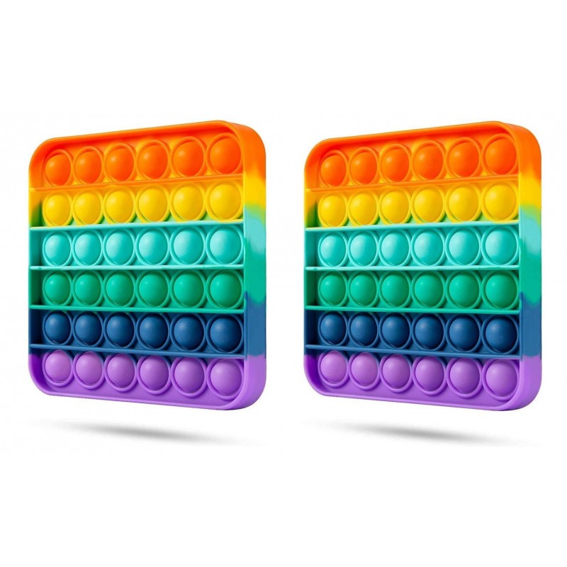 Pop It Fidget Toys - Square Set of 2,Push Pop Bubble Fidget Sensory Toy,Autism Special Needs Silicone Stress Relief Toy,Great Fidget Toy Sensory Toys Novelty Gifts for Girls Boys Kids Adults