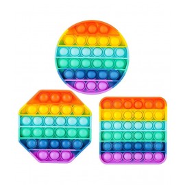 Pop It Fidget Toys,Push Pop Bubble Fidget Sensory Toy,Autism Special Needs Silicone Stress Relief Toy,Great Fidget Toy Sensory Toys Novelty Gifts (Rainbow Circle/Square/Hexagon)