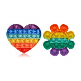 Pop It Fidget hurt & Flower popit combo pack of 2 popit shape Toys,Push Pop Bubble Fidget Sensory Toy,Autism Special Needs Silicone Stress Relief Toy,Great Fidget Toy Sensory Toys Novelty Gifts for Girls Boys Kids Adults  (Multicolor)