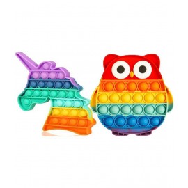 Pop It Fidget hurt & OWL popit combo pack of 2 popit shape Toys,Push Pop Bubble Fidget Sensory Toy,Autism Special Needs Silicone Stress Relief Toy,Great Fidget Toy Sensory Toys Novelty Gifts for Girls Boys Kids Adults  (Multicolor)