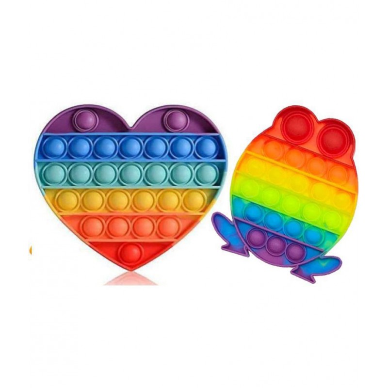 Pop It Fidget hurt & frog popit combo pack of 2 popit shape Toys,Push Pop Bubble Fidget Sensory Toy,Autism Special Needs Silicone Stress Relief Toy,Great Fidget Toy Sensory Toys Novelty Gifts for Girls Boys Kids Adults  (Multicolor)