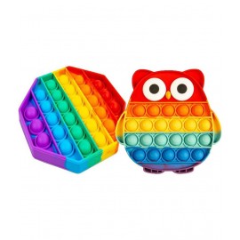 Pop It Heptagon & OWL popit combo pack of 2 popit Fidget Toys | Push pop Bubble | Stress Relief Toys Great Gift for Kids and Adult  (Multicolor)