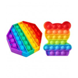 Pop It Heptagon & Sensorial Ursinho popit combo pack of 2 popit Fidget Toys | Push pop Bubble | Stress Relief Toys Great Gift for Kids and Adult  (Multicolor)
