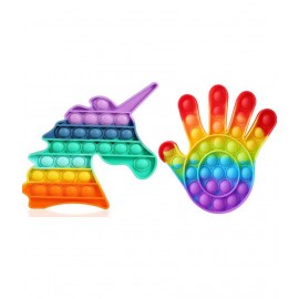 Pop It Unicone & hand popit combo pack of 2 popit shape Fidget Toys for Kids Silicon Stress Relief Educational Toy Push Pop Bubble Fidget Sensory
