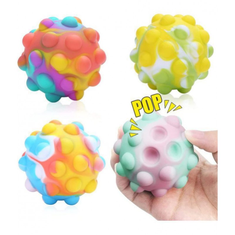 Popit Ball for Kids Stress Balls Fidget Toy 3D Popit Ball   Brain Development Toy for Kids and Adults (Assorted Colours) (Pack of 1)