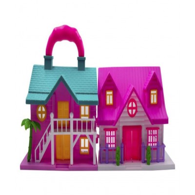 Portable Funny Girls Doll House Play Set | 19Pcs | 100% Non-Toxic BPA Free Plastic| Big Dream House Lovely Classic Shape N Design