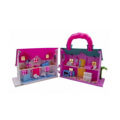 Portable Funny Girls Doll House Play Set | 19Pcs | 100% Non-Toxic BPA Free Plastic| Big Dream House Lovely Classic Shape N Design