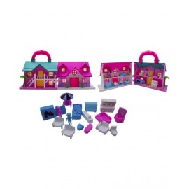 Portable Funny Girls Doll House Play Set | 19Pcs | 100% Non-Toxic BPA Free Plastic| Big Dream House Lovely Classic Shape N Design