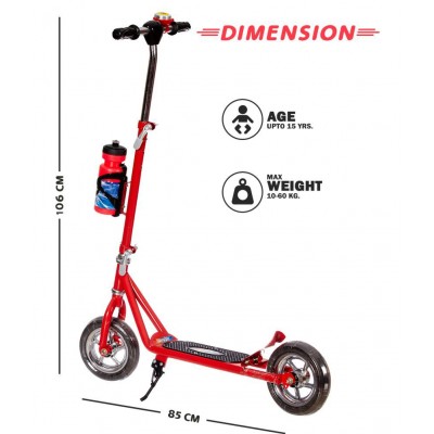 Power Ranger 2 Wheeler Scooter for Kids with Sipper Stand n Bell (Height Adjustable to 90 cm Upto 10 Years for Kids) (Red)