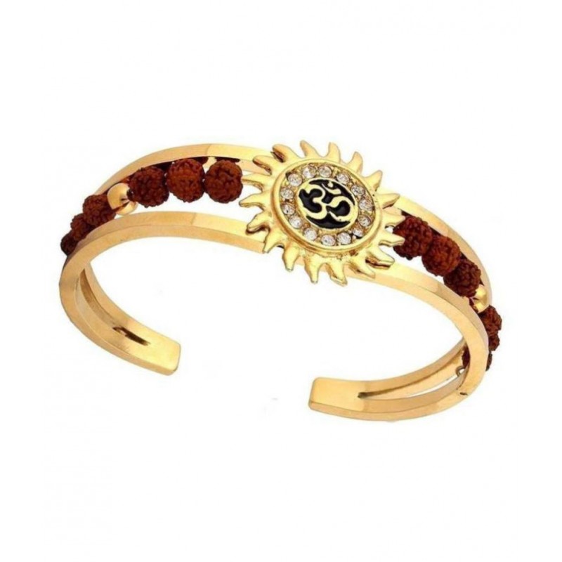Pratima  Rudraksha Kadas American Diamond Gold Meena  Kada Bracelet