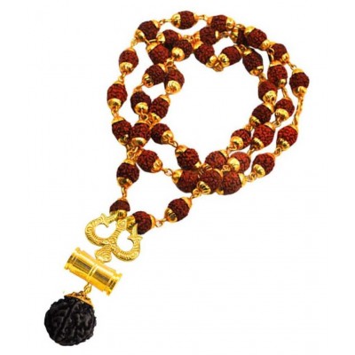 Pratima Loard Shiv Trishul Damru Locket With Puchmukhi Rudraksha Mala