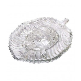 PrettyKrafts Glass Turtle Tortoise with Leaf Plate for Good Luck & Wealth Creation for Feng Shui and Vastu Best Gift (Large)