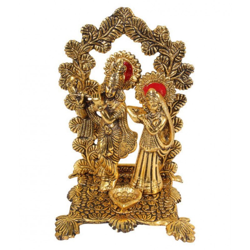 PrettyKrafts Radha Krishan Brass Idol