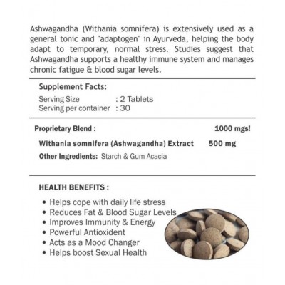 Prime Herbal Health Care Ashwagandha Tablets (60 Tablets) Tablet 500 mg Pack Of 1 Prime Herbal Health Care Ashwagandha Tablets (60 Tablets) Tablet 500 mg Pack Of 1