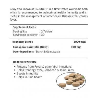 Prime Herbal Health Care Giloy Tablets (60 Tablets) Tablet 500 mg Pack Of 1