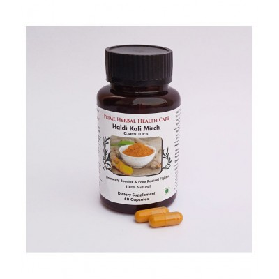 Prime Herbal Health Care Haldi Kali Mirch Capsules (60 Capsules) Capsule 500 mg Pack Of 1