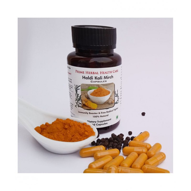 Prime Herbal Health Care Haldi Kali Mirch Capsules (60 Capsules) Capsule 500 mg Pack Of 1