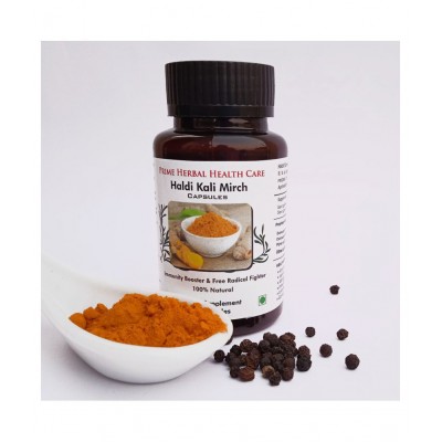 Prime Herbal Health Care Haldi Kali Mirch Capsules (60 Capsules) Capsule 500 mg Pack Of 1