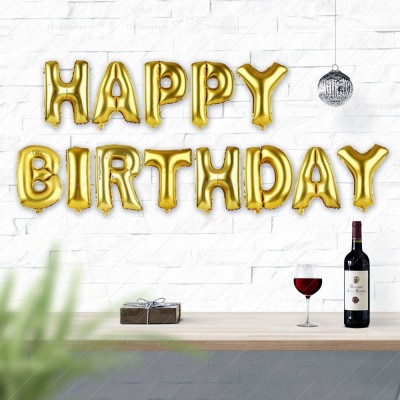 Priya Impex Birthday Decoration "Happy Birthday" Toy Balloon (Pack of 13 Letters, Gold,16 inch)