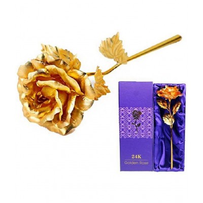 Priyankish Gold Plated Artificial Rose - Pack of 1 (Rose Height :- 25 cm)