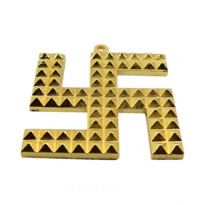 Puja N Pujari Brass Swastik Pyramid Wall Hanging Vastu Yantra for Positive Energy