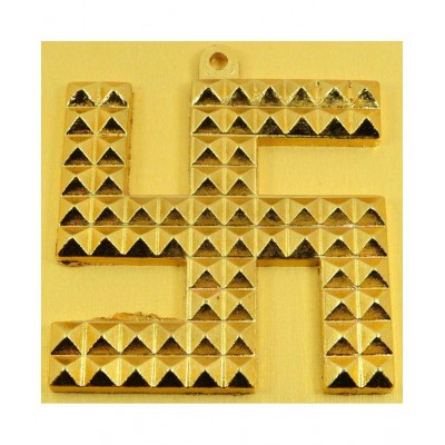 Puja N Pujari Brass Swastik Pyramid Wall Hanging Vastu Yantra for Positive Energy