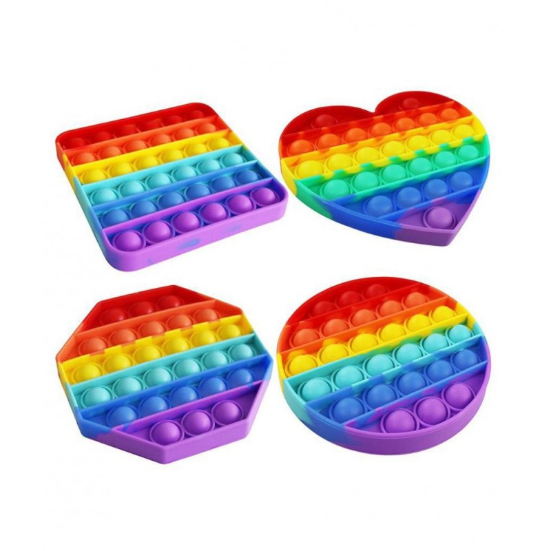 Push Pop Bubble Fidget Sensory Toy,Autism Special Needs Silicone Stress Relief Toy,Great Fidget Toy Sensory Toys Novelty Gifts for Girls Boys Kids Adults (Square Circle Heart Octagon)