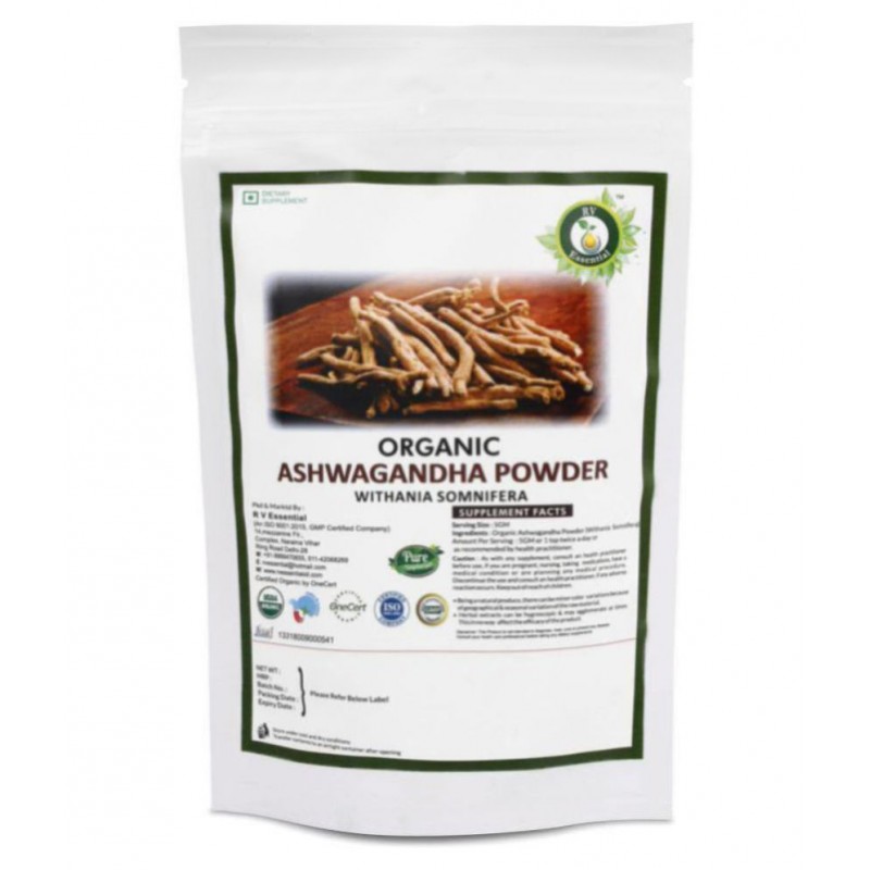 R V Essential Organic Ashwagandha Powder 100 gm Pack Of 1