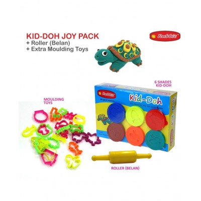 RABBIT Kid Doh Joy Pack 6 Colorful + 24 Mould with Belan |Play Dough sets for Kids|Safe Soft & Non toxic|Modeling dough with Toys |Play Clay Dough|Includes moulds & Belan| doh for kids| Age 3+