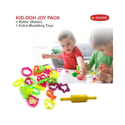 RABBIT Kid Doh Joy Pack 6 Colorful + 24 Mould with Belan |Play Dough sets for Kids|Safe Soft & Non toxic|Modeling dough with Toys |Play Clay Dough|Includes moulds & Belan| doh for kids| Age 3+
