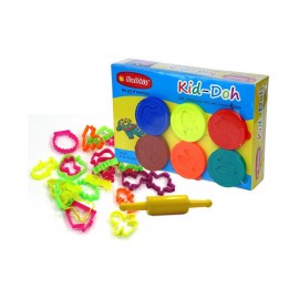 RABBIT Kid Doh Joy Pack 6 Colorful + 24 Mould with Belan |Play Dough sets for Kids|Safe Soft & Non toxic|Modeling dough with Toys |Play Clay Dough|Includes moulds & Belan| doh for kids| Age 3+