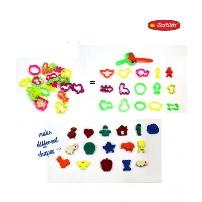 RABBIT Mega Joy Pack 12 Colors for Kids + 24 Molding Toys | Dough Factory for Boys Girls | Play Doh | Modelling Dough | Dough for kids with Moulds |Activity Set | Dough Set| Multicolor | Ideal for 3+