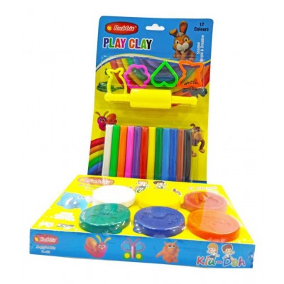 RABBIT Play Doh Set 6 colors 50g each|+Play Clay big set 12 colors|Play Doh Clay Set|Play Clay for Kids all colors|Dough set|clplay clayset|clay with moulds|Play Clay Dough for Kids with tools & moulds|3+ age group