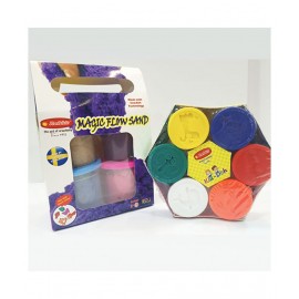 RABBIT'S Magic Flow Sand Gift Pack|+RABBIT Kid Doh Happy Pack|Play Doh Sand|Sand Clay with Shapes|Kids Playing Sand|Kinetic Sand with Moulds|Dough Set|Play Doh |Play Doh for Kids|Play Sand toys|Ideal age 3+|