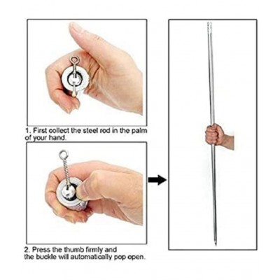 RAMDEV ENTERPRISE Silver Appearing Cane Metal Steel Professional Trick Prop Stretchable Extendable Stick Stress Relieve High Elasticity Magic Toy for Kids Girls Boys Man & Women