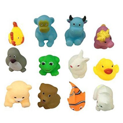 RANGWELL 12Pcs Cute Soft Rubber Float Squeeze Sound Baby Bath Play Chuchu Animals Toys