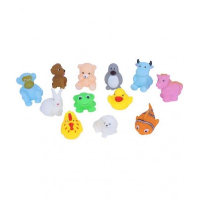 RANGWELL 12Pcs Cute Soft Rubber Float Squeeze Sound Baby Bath Play Chuchu Animals Toys