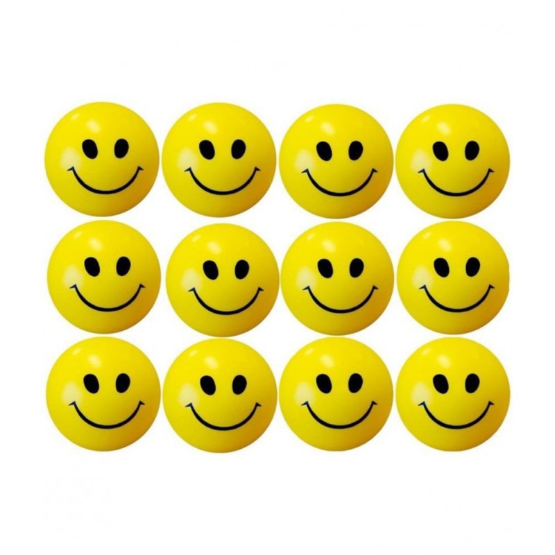 RANGWELL Happy Smiley Face Balls Pack of 06 Smile Squeeze Ball (Yellow)
