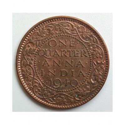 RARE & CUTE COLLECTIBLE: YEAR *1940* GEORGE VI KING EMPEROR QUARTER ANNA COIN, (UNC ) CONDITION