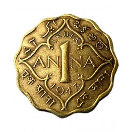 RARE 1 ANNA GEORGE VI KING YEAR 1943 RARE COIN