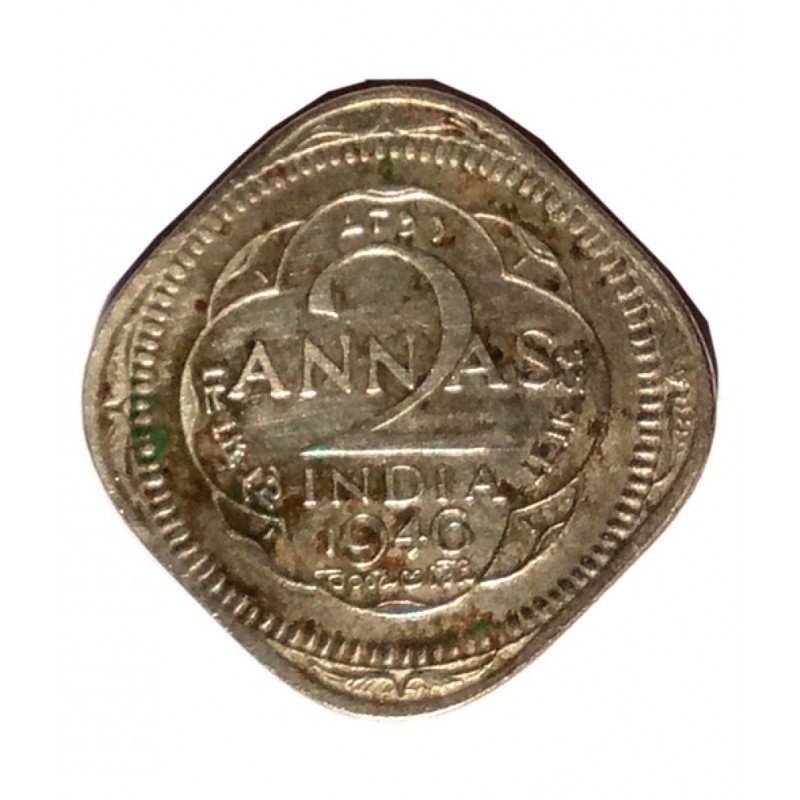 RARE 2 ANNAS COIN YEAR 1946 GEORGE VI KING EMPEROR