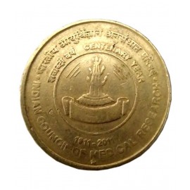 RARE 5 RUPEE INDIAN COUNCIL OF MEDICAL RESEARCH COIN FOR COLLECTION