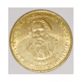 RARE 5 RUPEE (UNC) COIN RABINDRANATH TAGORE COIN