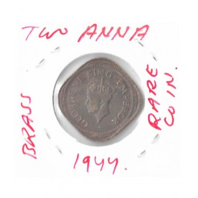 RARE BRASS 2 ANNA ,YEAR-1944 IN VERY FINE CONDITION HIGHLY COLLECTIBLE COINN. GEM FOR COLLECTOR.
