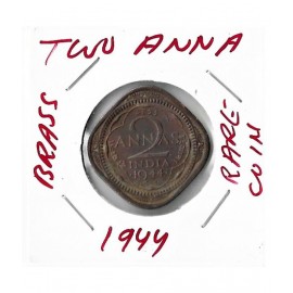 RARE BRASS 2 ANNA ,YEAR-1944 IN VERY FINE CONDITION HIGHLY COLLECTIBLE COINN. GEM FOR COLLECTOR.